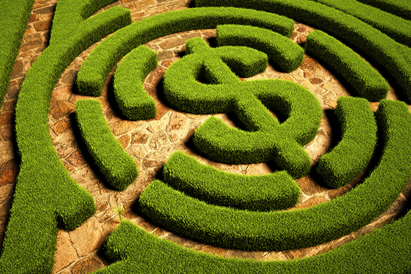 Dollar sign garden maze
